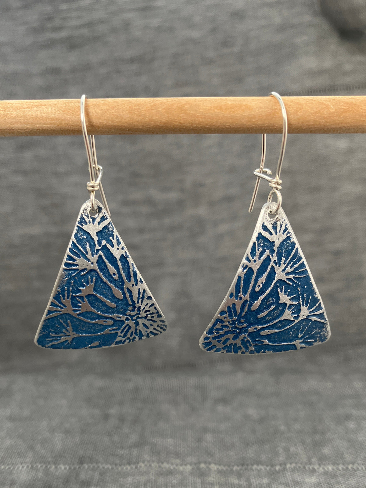 Out Of Line Blue Dandelion Triangle Earrings