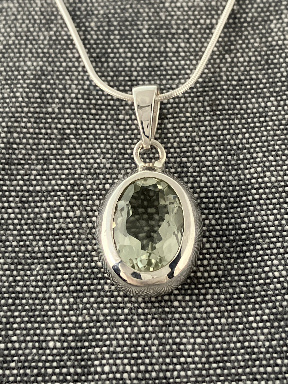 Green Amethyst Oval Pendant