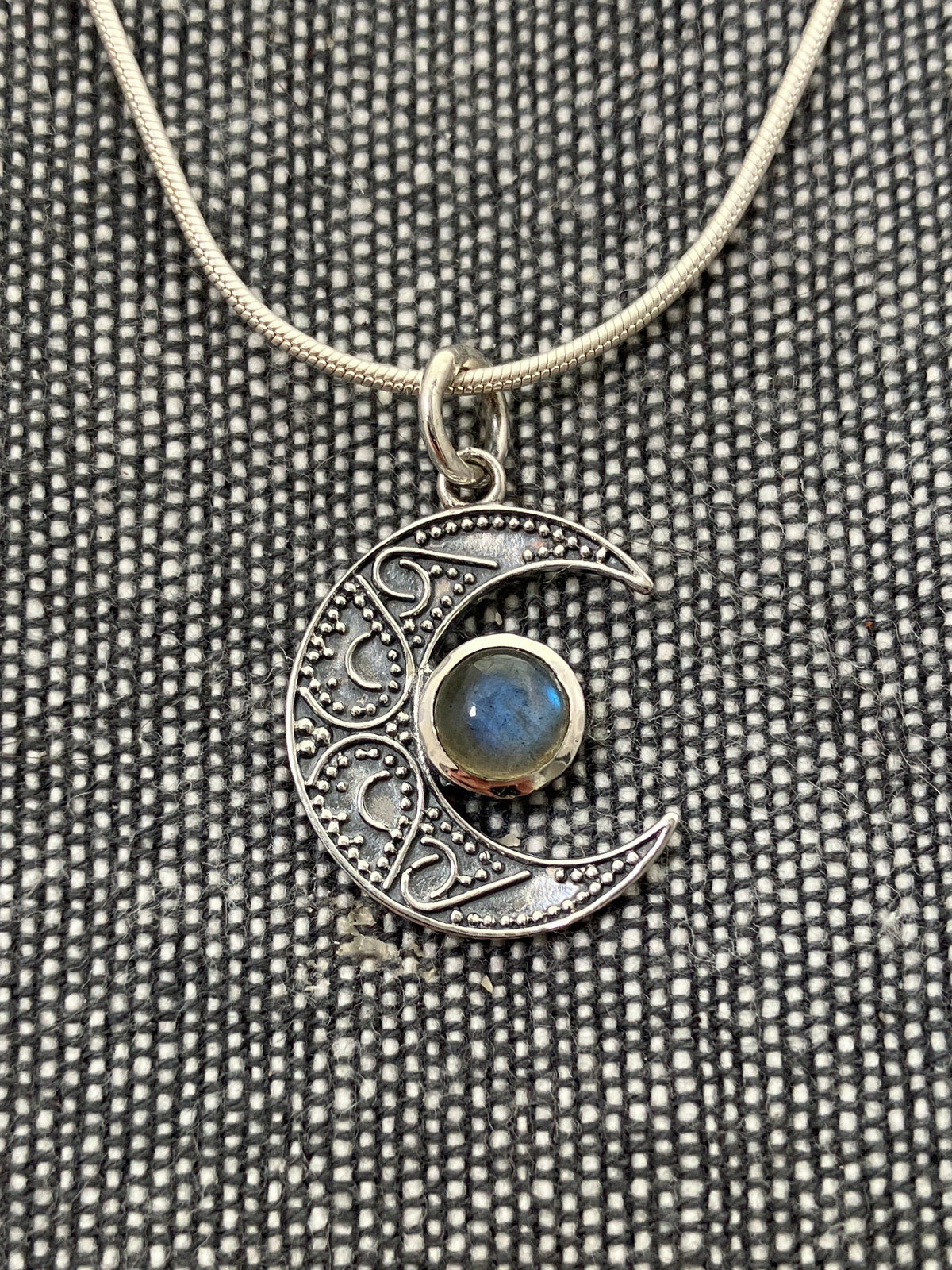 Labradorite Ornate Moon Pendant