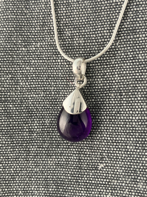 Amethyst Silver Cap Pendant