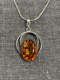 Amber Oval On Circles Pendant
