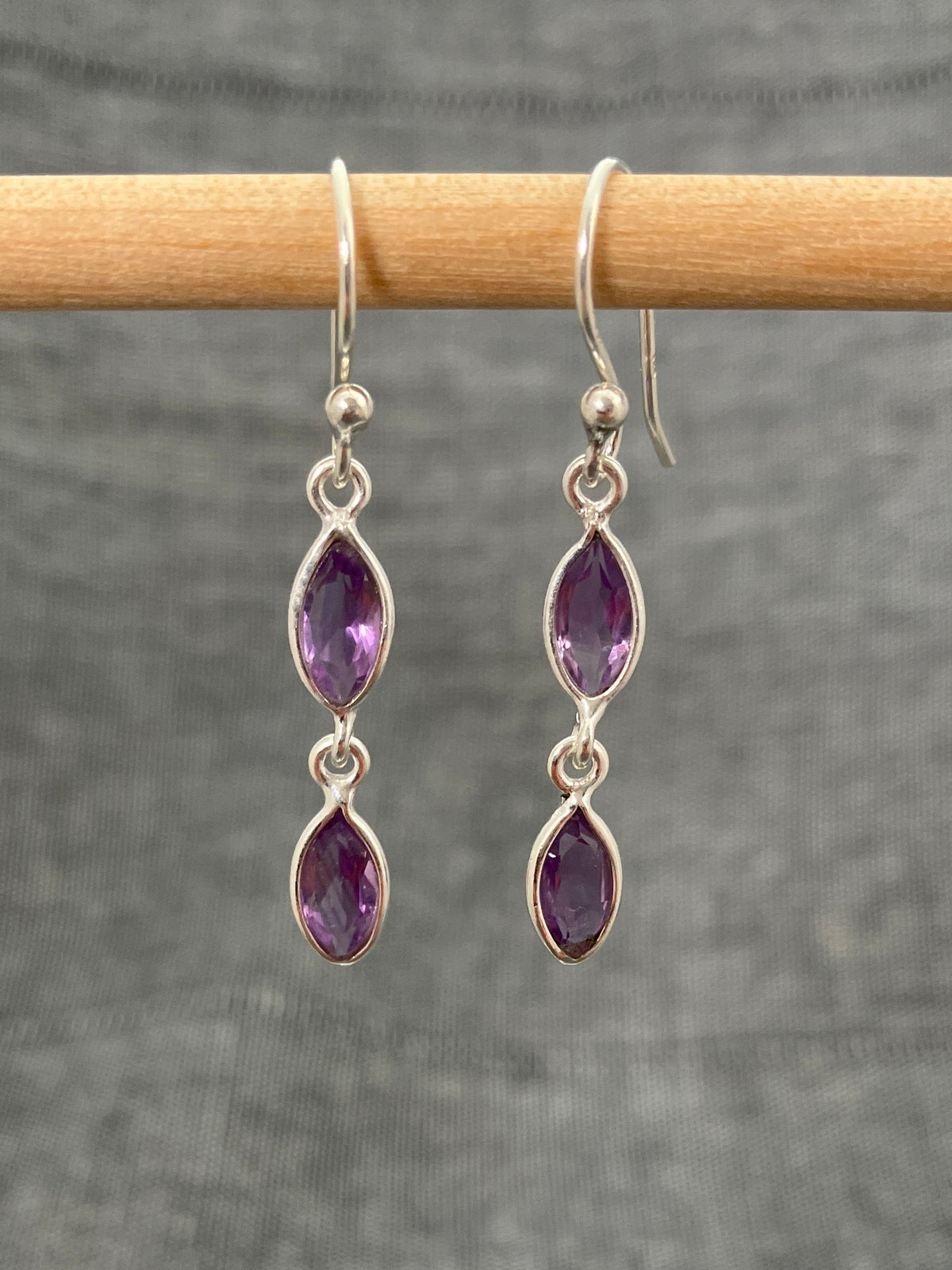 Amethyst Cut Double Pip Earrings