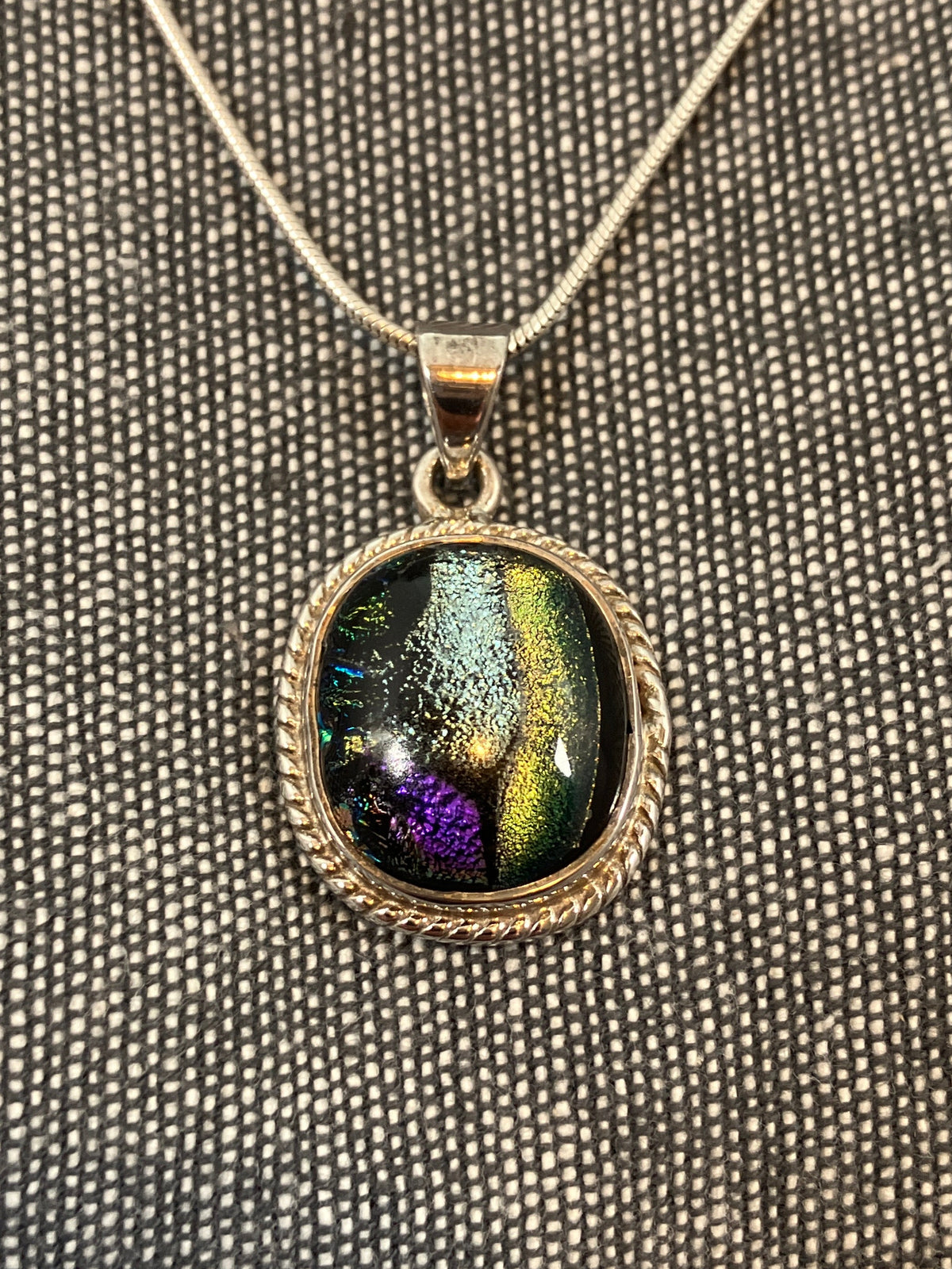 Dichroic Glass Framed Pendant 2