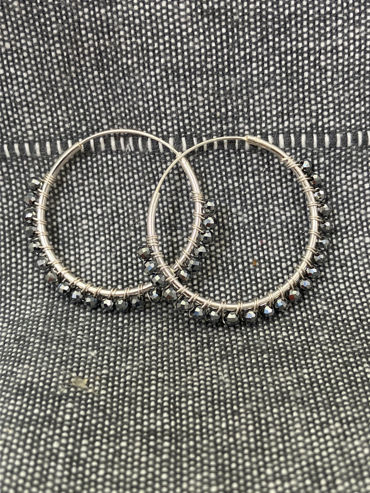 Haematite Stone Hoops