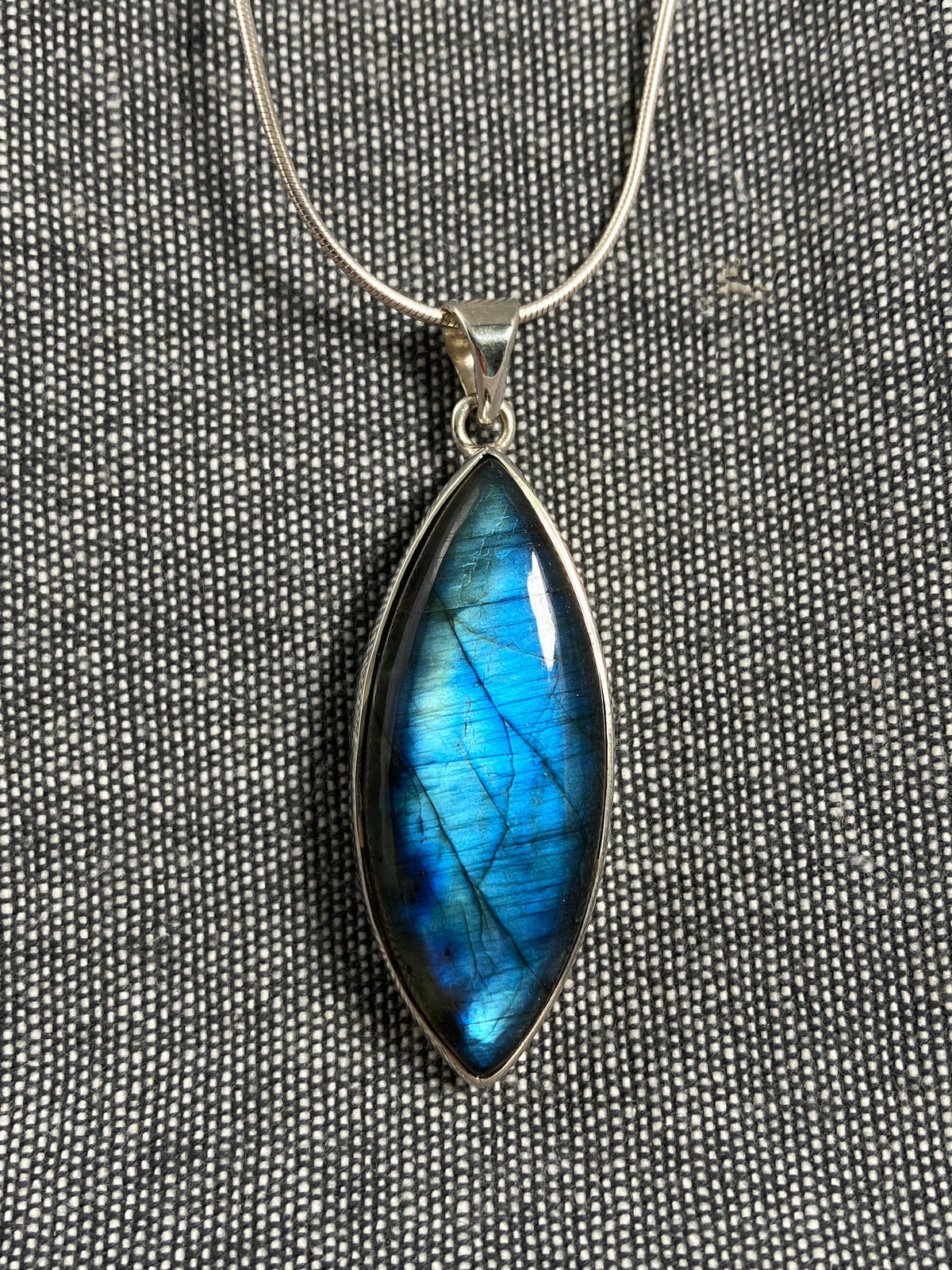 Labradorite Large Leaf Pendant