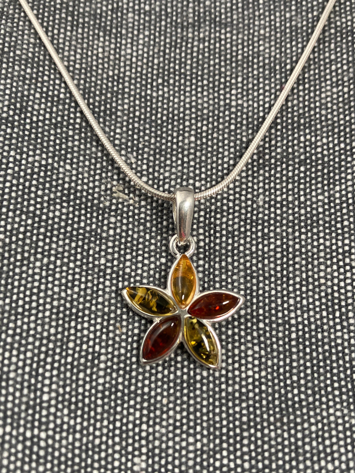 Multi-coloured Amber Starflower Pendant