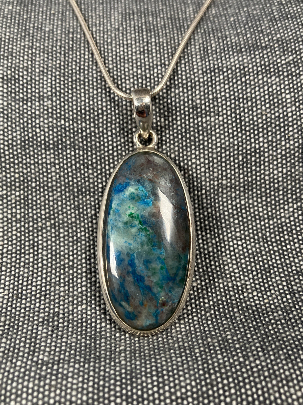 Azurite Long Oval Pendant