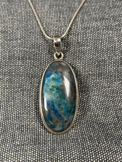 Azurite Long Oval Pendant