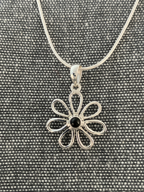 Black Onyx Loopy Daisy Pendant