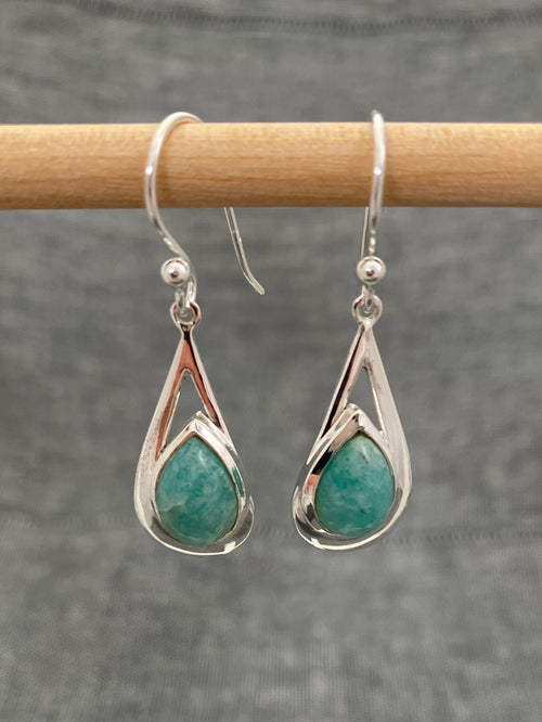 Amazonite Offset Teardrop Earrings