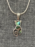 Paua Shell Sitting Cat Pendant