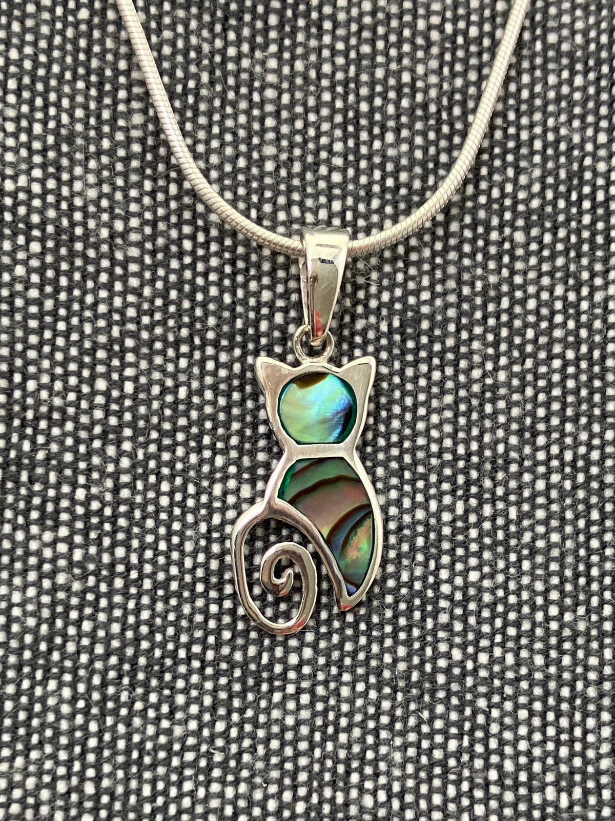 Paua Shell Sitting Cat Pendant