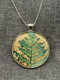 Large Round Green Fern Necklace