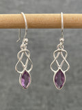 Amethyst Cut Knot Earrings