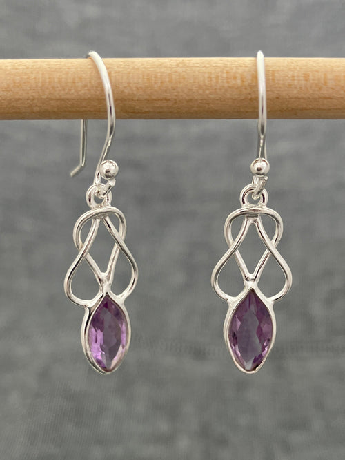Amethyst Cut Knot Earrings