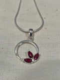 Garnet Leafy Circle Pendant