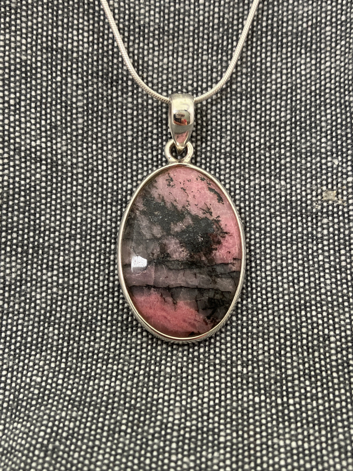 Rhodonite Simple Oval Pendant