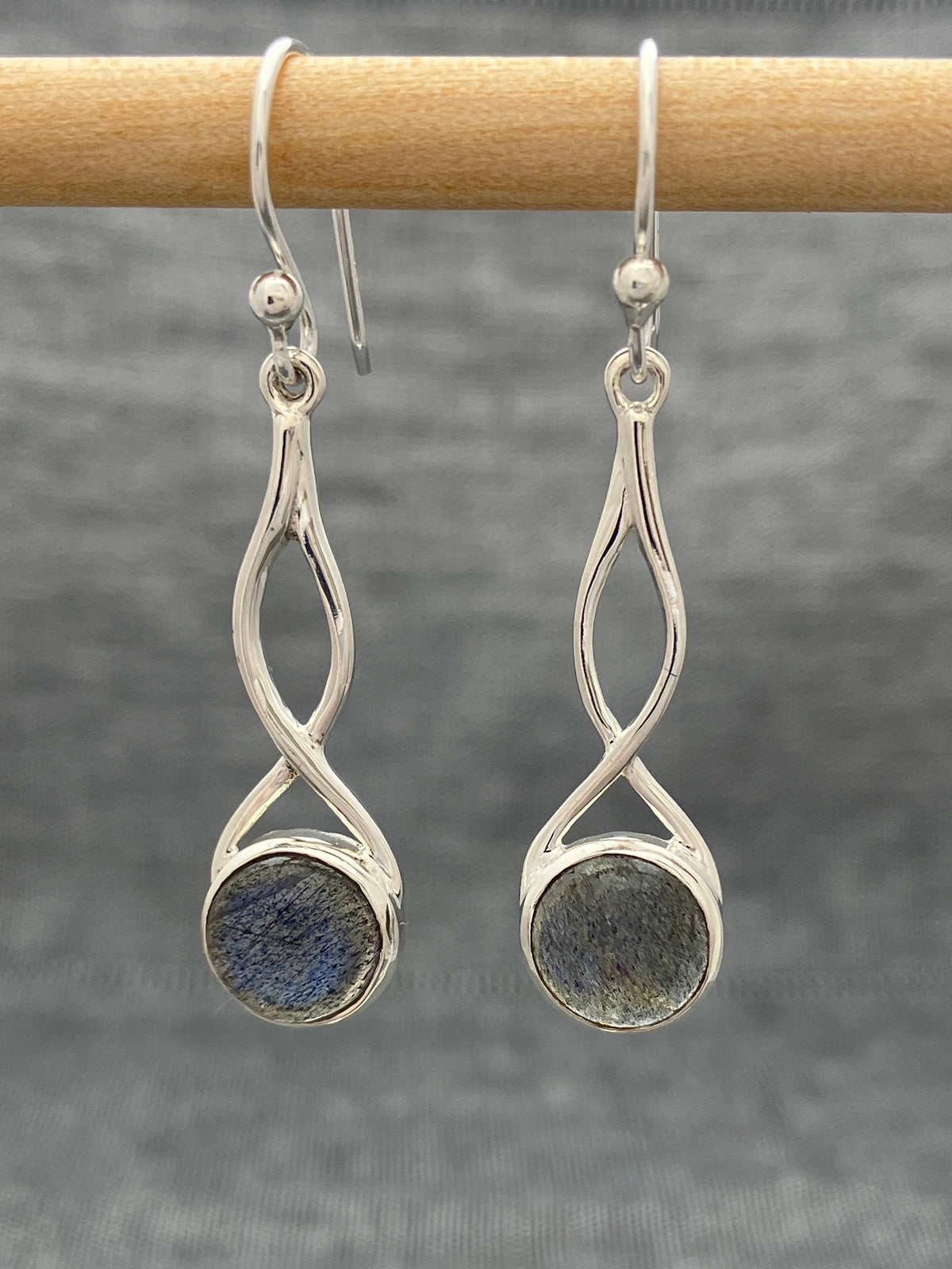 Labradorite Long Twist Earrings