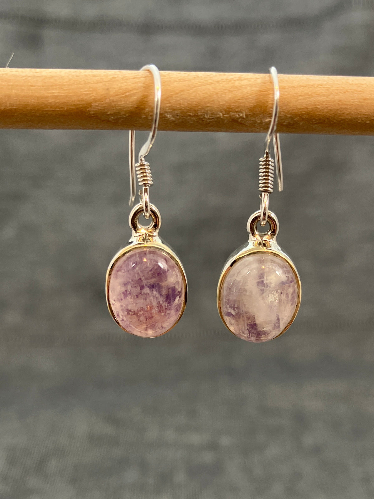 Pink Moonstone Oval Earrings