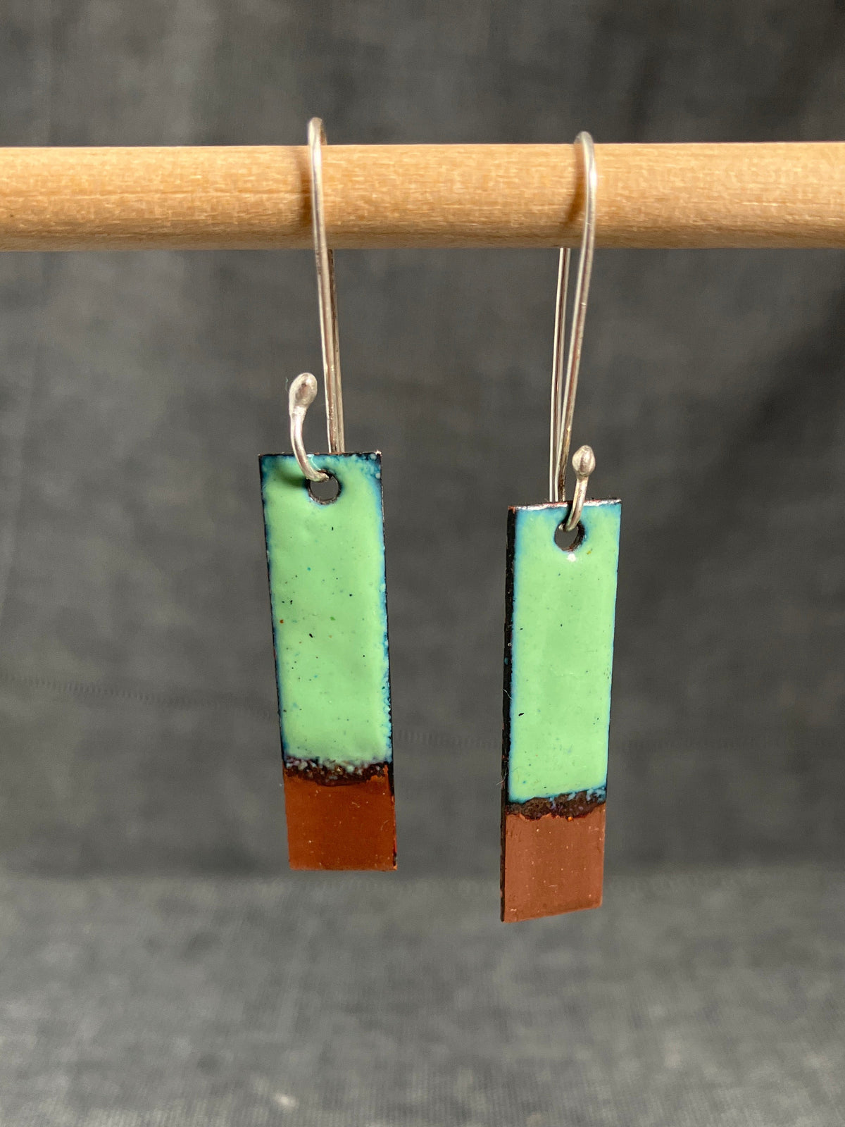 Long Rectangle Copper Tip Earrings