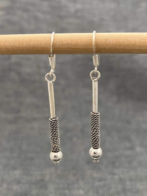Bound Bali Stick Earrings
