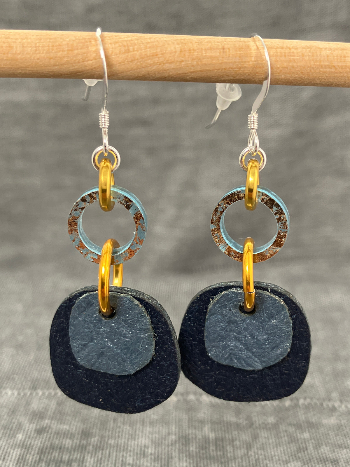 Pineapple Navy Blue Loop Earrings