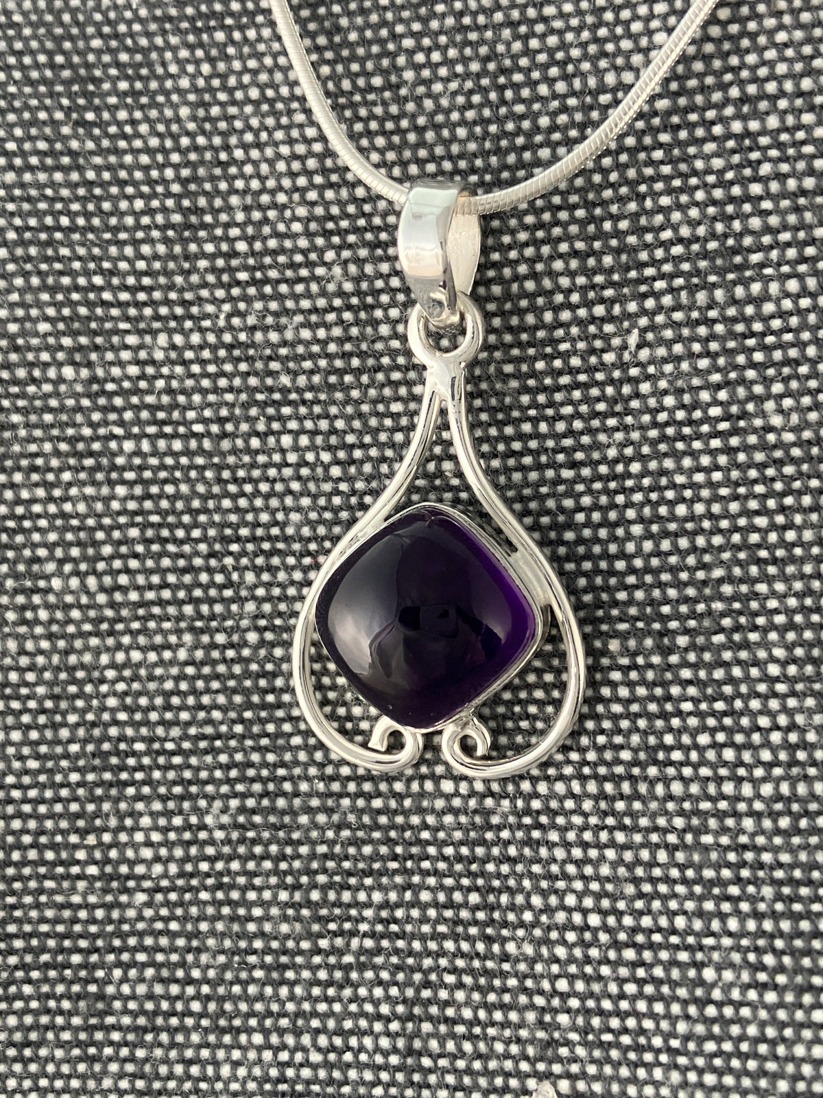 Amethyst Ornate Square Pendant
