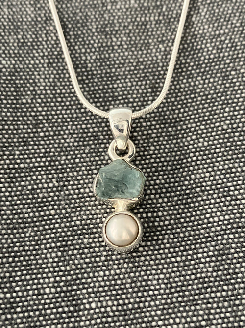 Aquamarine And Pearl Pendant