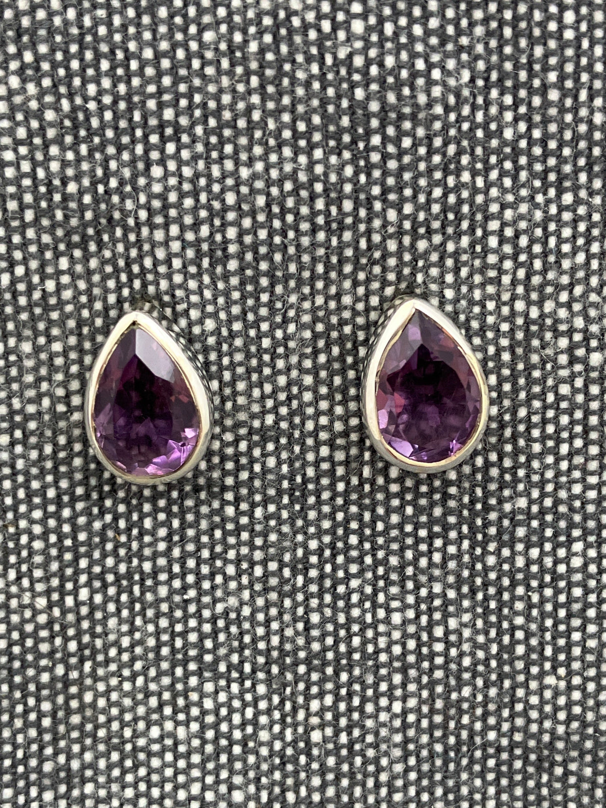 Amethyst Cut Pear Studs