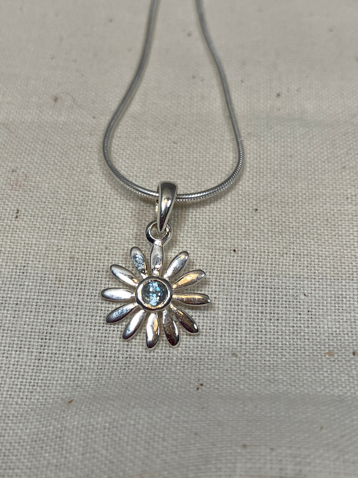 Blue Topaz Daisy Pendant