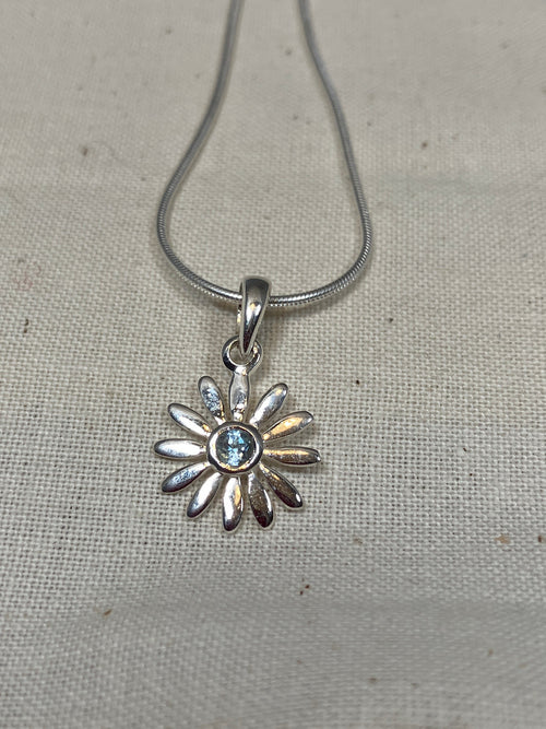 Blue Topaz Daisy Pendant