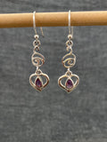 Amethyst Heart Wave Earrings