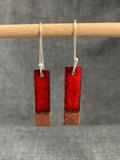 Red Copper Tip Rectangle Earrings