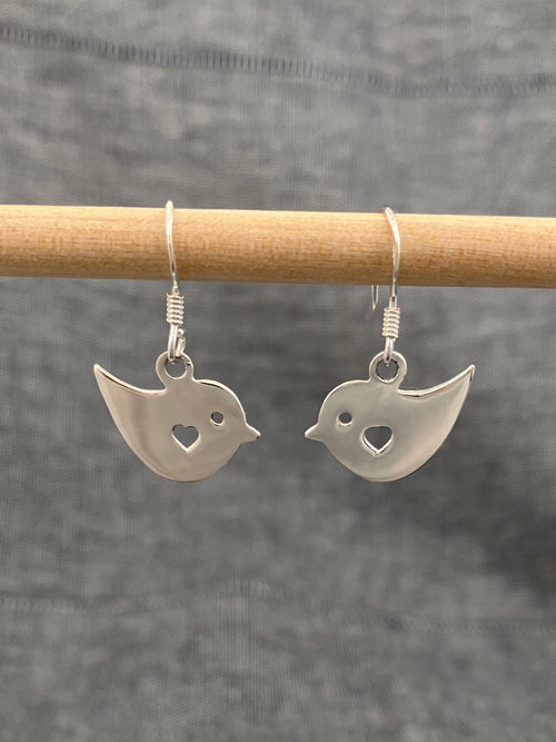 Bird With Heart Earrings