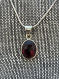 Garnet Facetted Oval Pendant