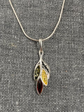 Triple Amber Leaf Pendant
