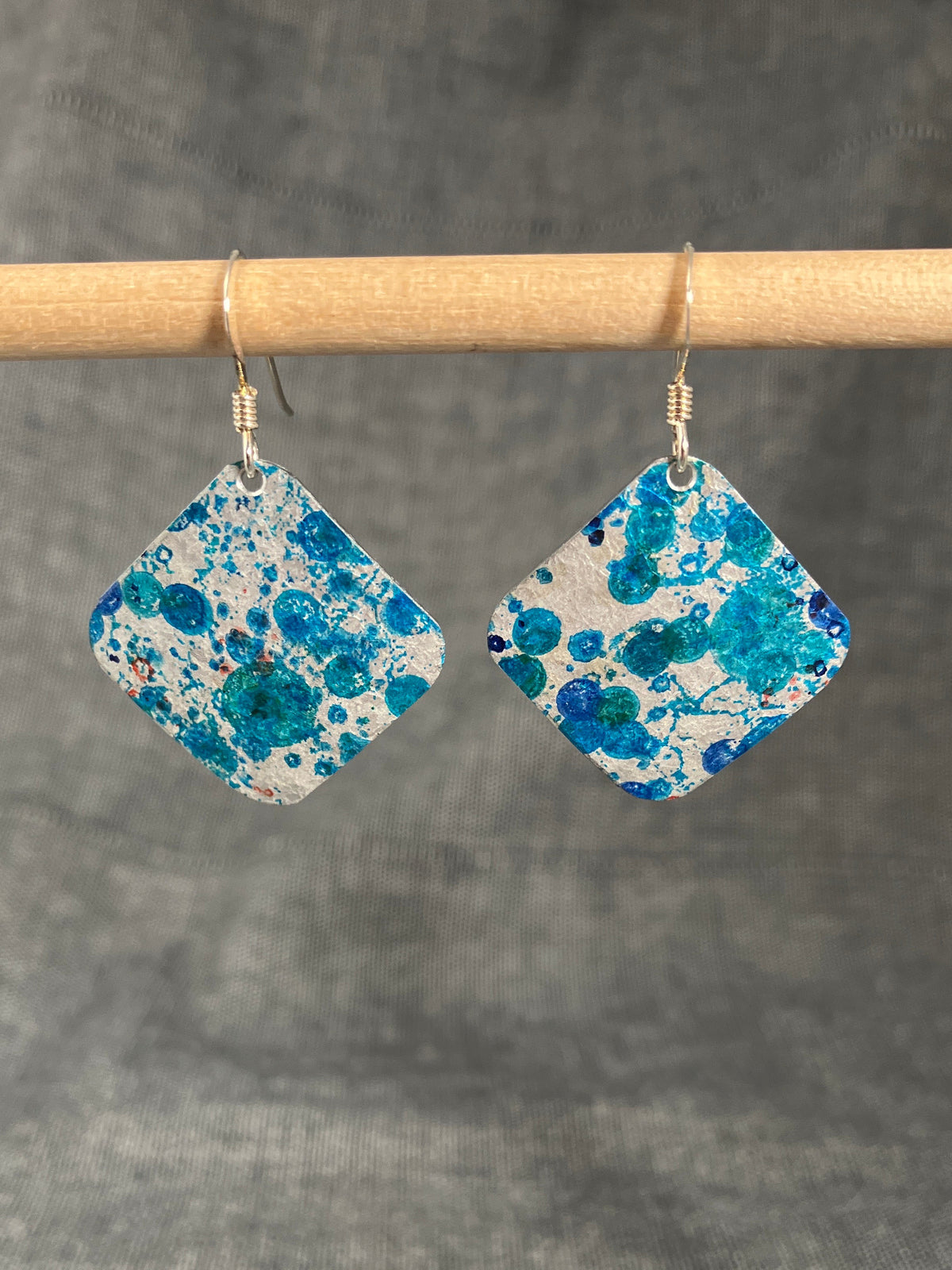 Teal Small Diamond Earrings
