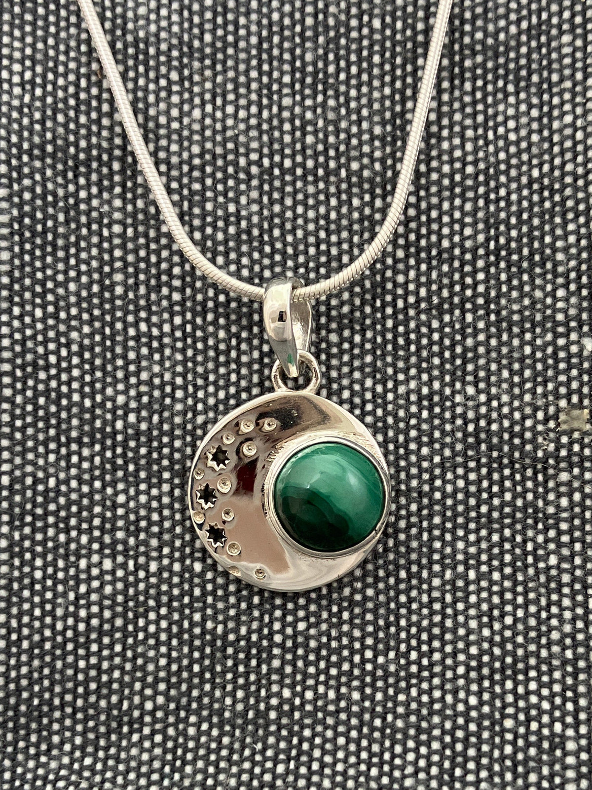 Malachite Starry Moon Pendant