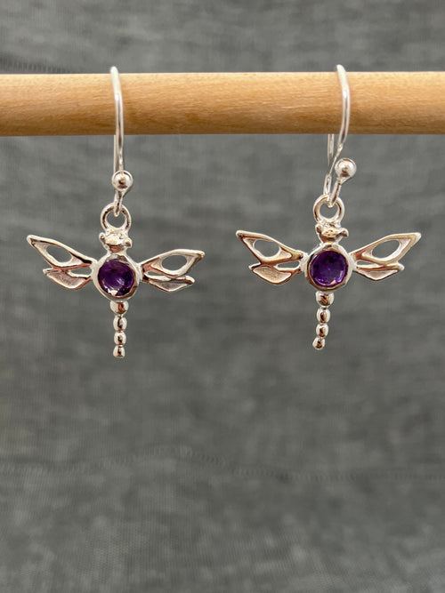 Amethyst Dragonfly Earrings