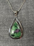 Ruby Zoisite Framed Pear Pendant