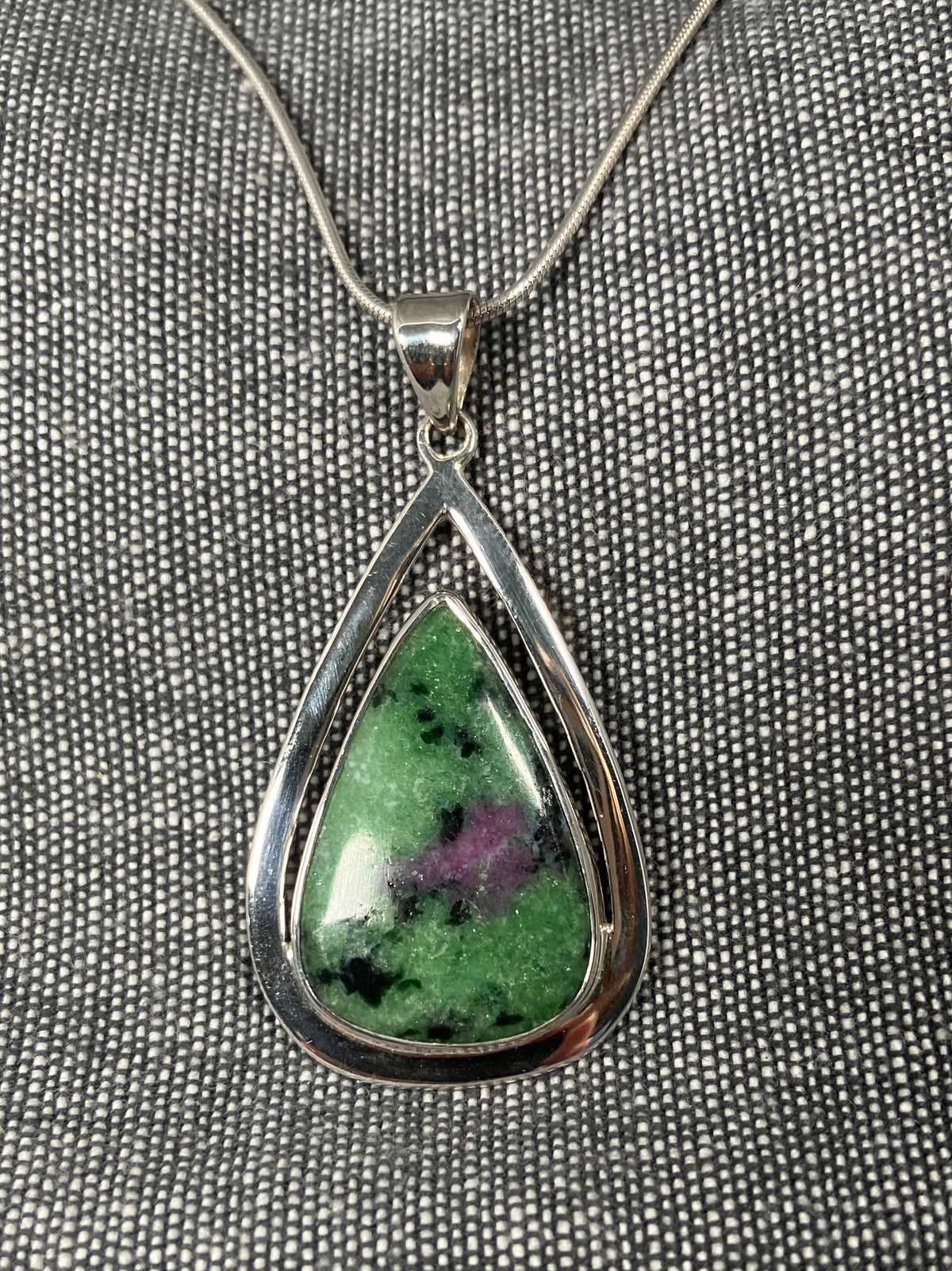 Ruby Zoisite Framed Pear Pendant