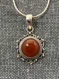 Carnelian Ornate Framed Round Pendant