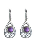 Amethyst Hammered Loop Earrings
