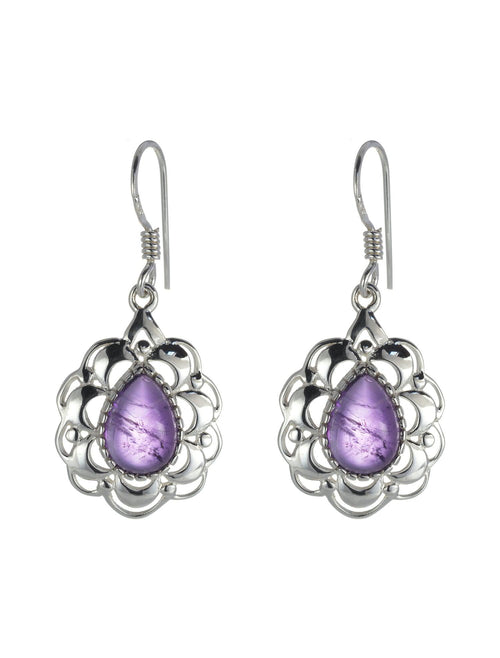 Amethyst Frilly Framed Earrings