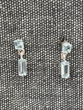 Blue Topaz Baguette Dangle Studs
