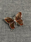 Carved Amber Butterfly Brooch