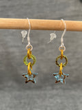 Shimmer Green Blue Star Earrings