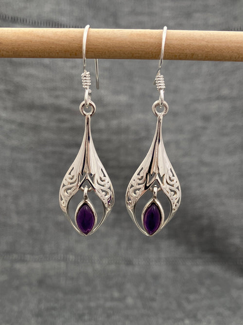 Amethyst Ornate Dangle Earrings