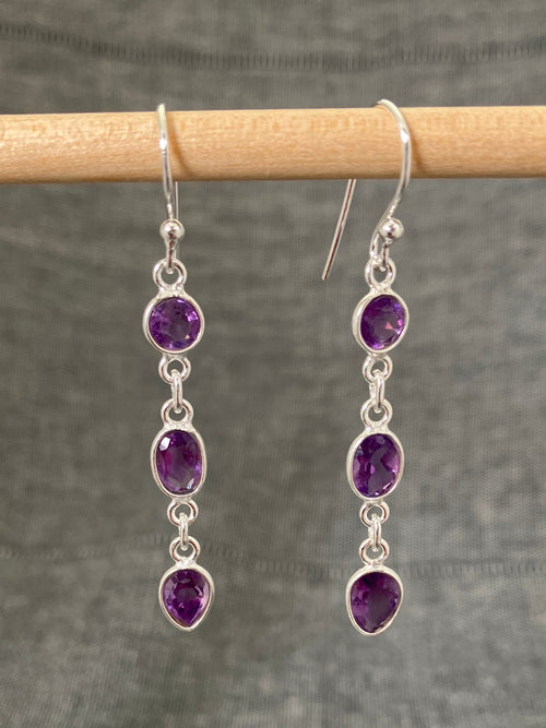 Amethyst Long Cut Earrings