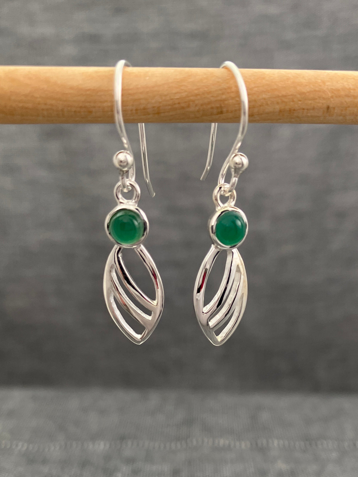 Green Onyx Wingless Wasp Earrings